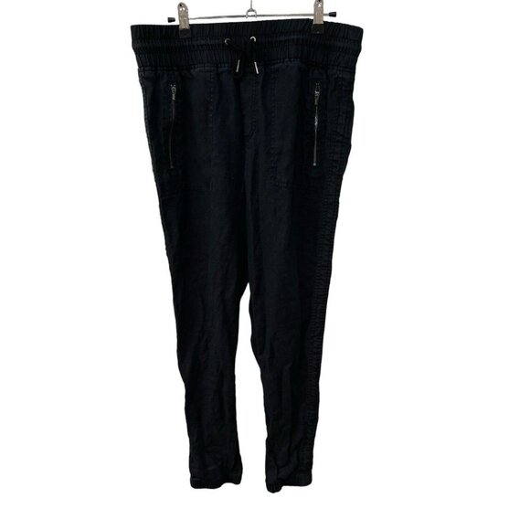 Athleta Cabo Linen Jogger Pants Black Distressed Women’s Size 8 - Picture 2 of 5